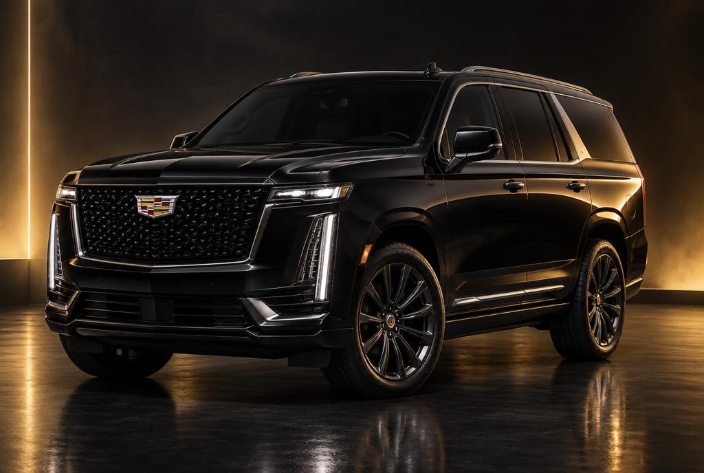 Black Cadillac Escalade in the NM Luxury studio fleet